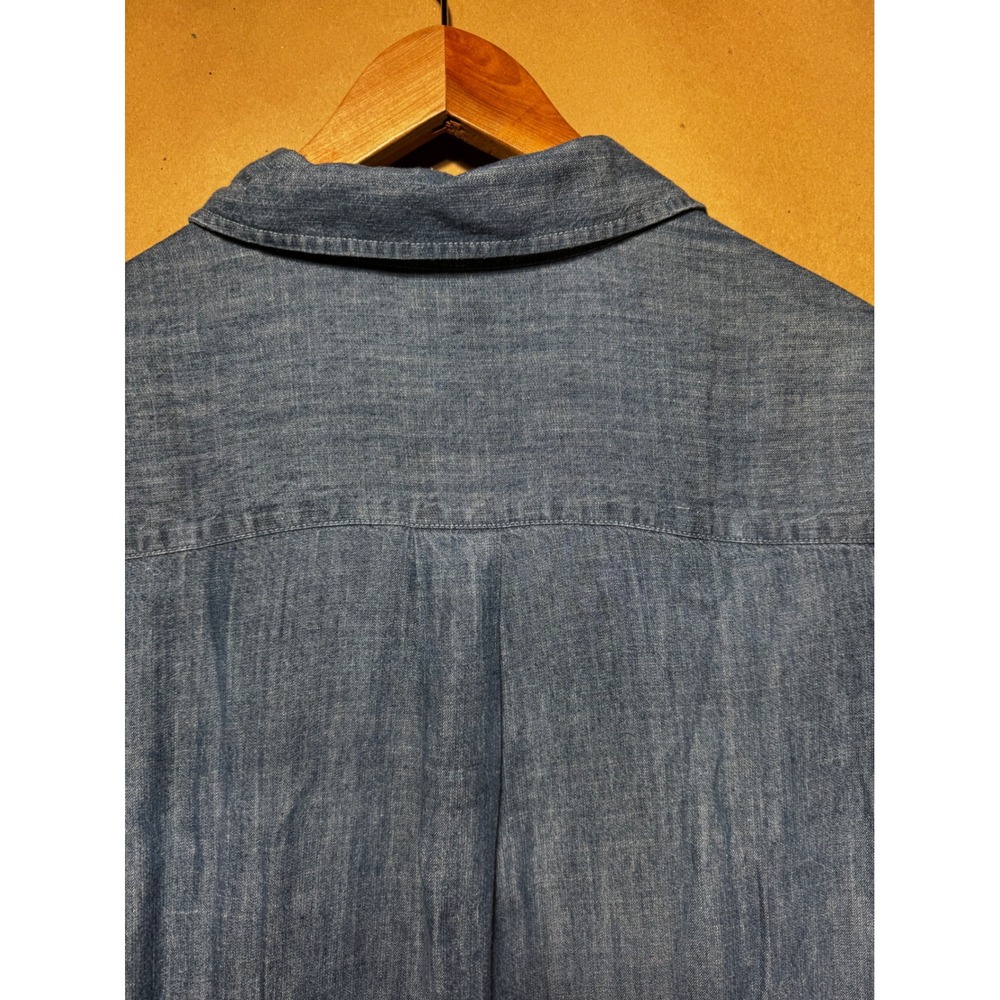Faherty Indigo Blue Tencel Linen Blend Button Front Shift Dress Small - Picture 12 of 12